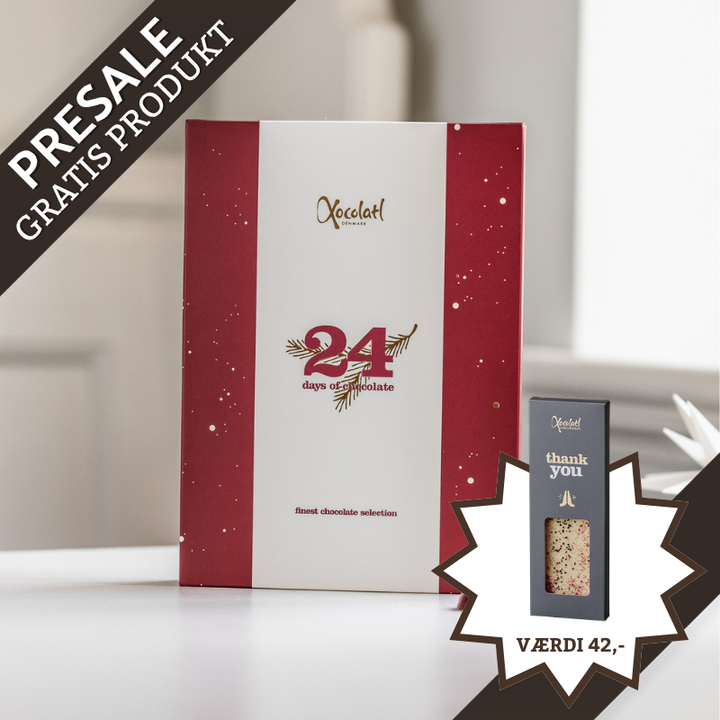 Xocolatl julekalender med små fyldte chokolader – presale 2026