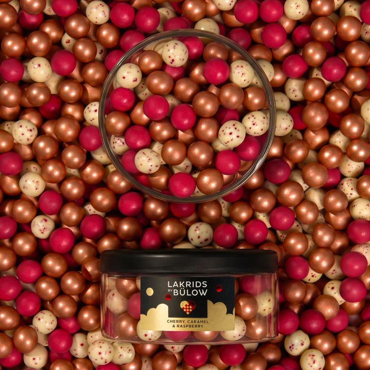 Classic Caramel, Crispy Raspberry og Cherry Sour