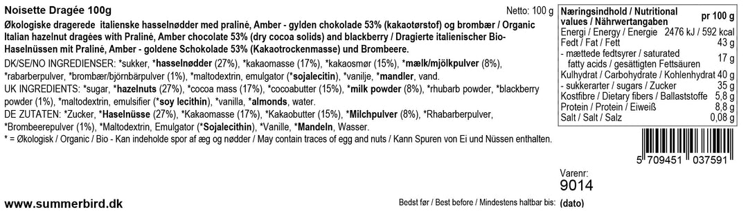 Summerbird chokolade med hasselnødder