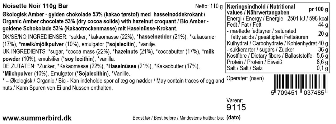 Summerbird chokolade med hasselnødder