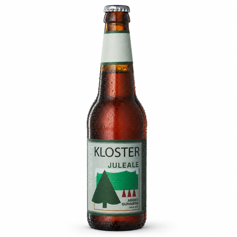 Klosterbryggeriet Abbed Gunners Juleale 50 cl kobberfarvet juleøl med appelsinskal, slåenbær, anis og nelliker.