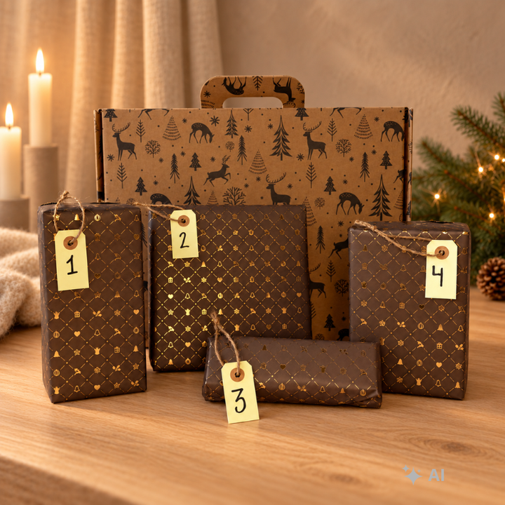 Fire nummererede adventspakker til par hos chokoladehimlen