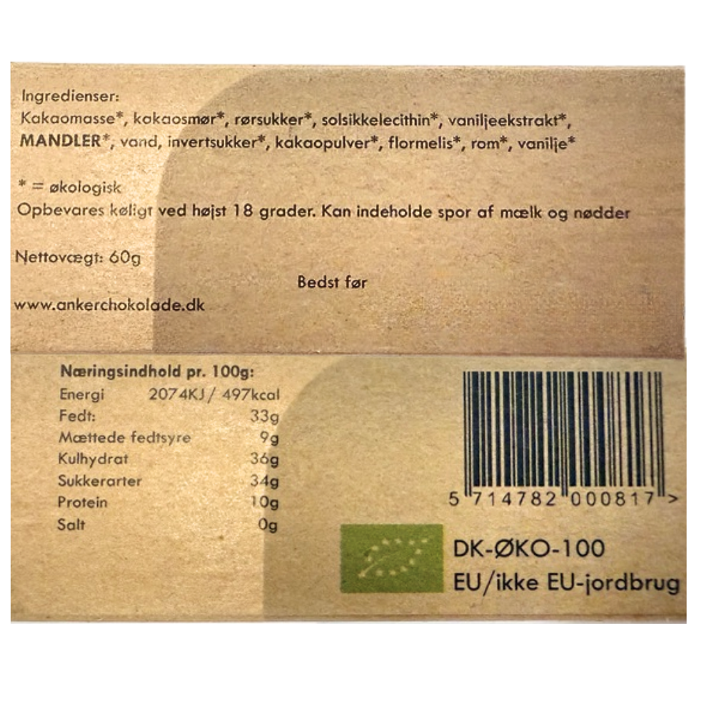Ankers Chokolade Cigar 1 stk. Økologisk 60 g