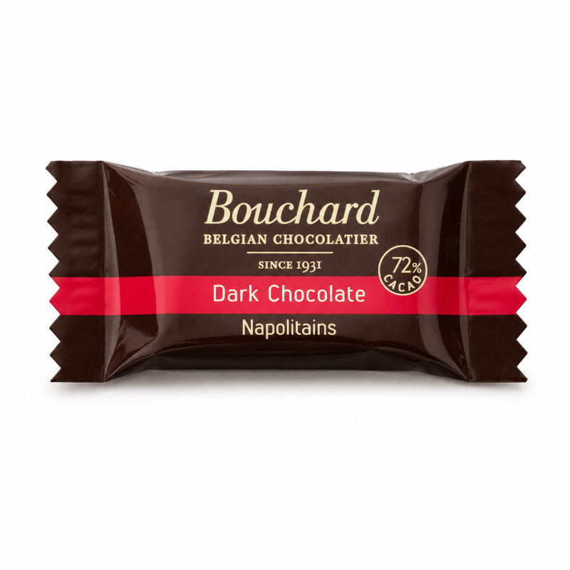 Bouchard mørk chokolade 72 procent indpakket flowpack 1 kg til møde og fest.
