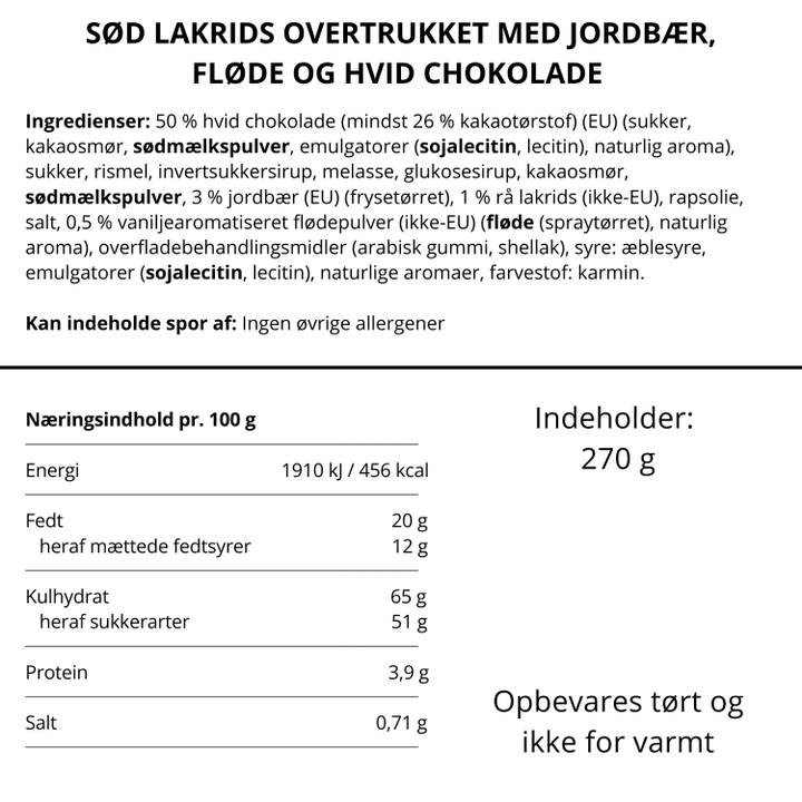 Love Strawberry &amp; Cream Regular Lakrids by Bülow 270 g