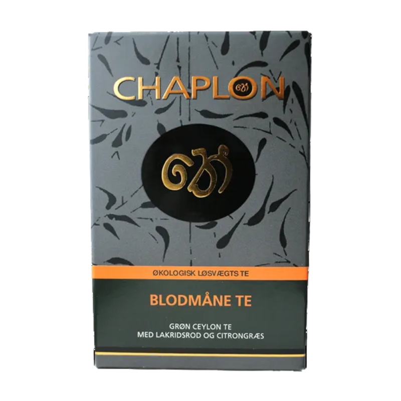 Chaplon Blodmåne økologisk grøn te med lakridsrod, anis, fennikel, gojibær og chili.