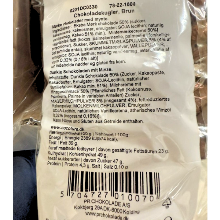 Fyldte chokoladekugler mørk chokolade med mynte - Mørkebrun 1 kg