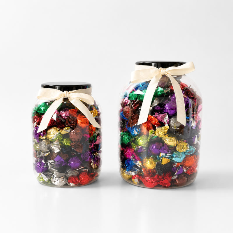 Assorterede chokoladekugler i jar, 1 kg eller 2 kg