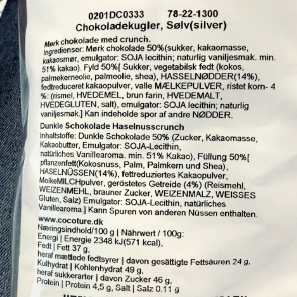 Fyldte chokoladekugler med crisp Mørk chokolade - Sølv 1 kg