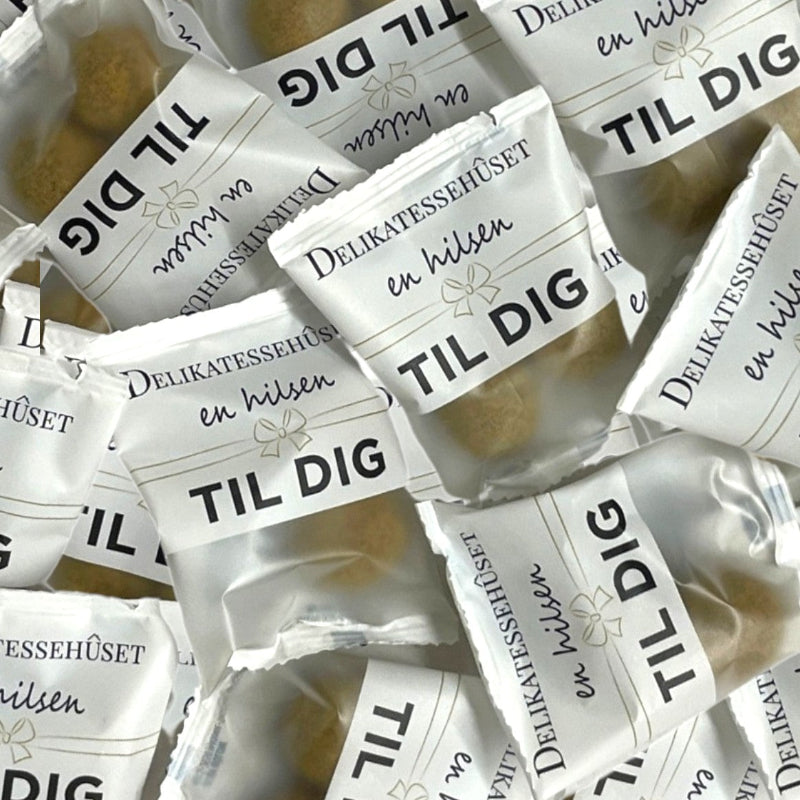 250 flowpacks med En hilsen til dig og Bülow A