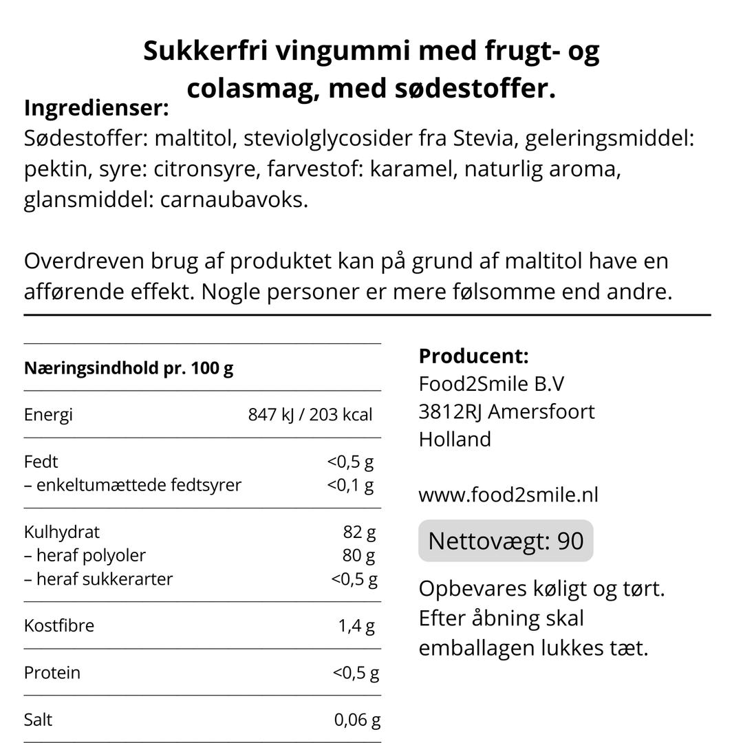 Food2Smile delikatesse med sukkerfri sødme