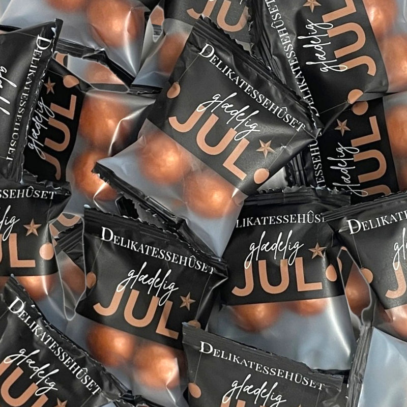 250 flowpacks med hilsenen Glædelig jul og Bülow Classic