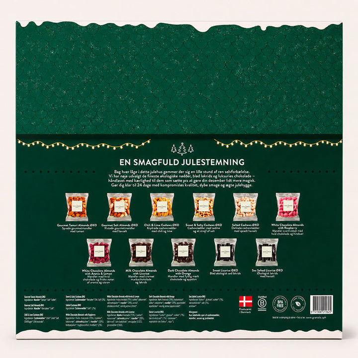 Guru Snack kalender med 24 låger og søde og salte snacks