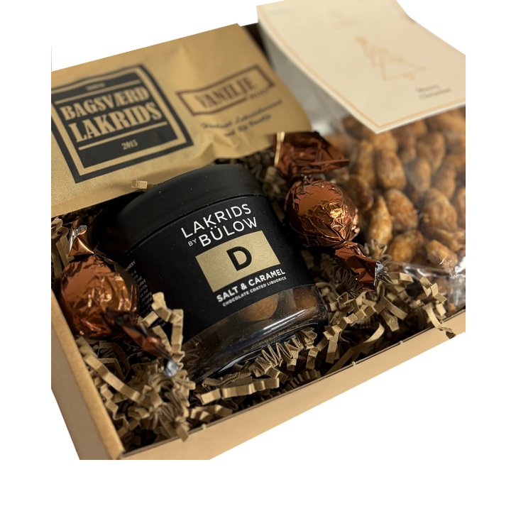 Juleæske med lakrids og brændte mandler