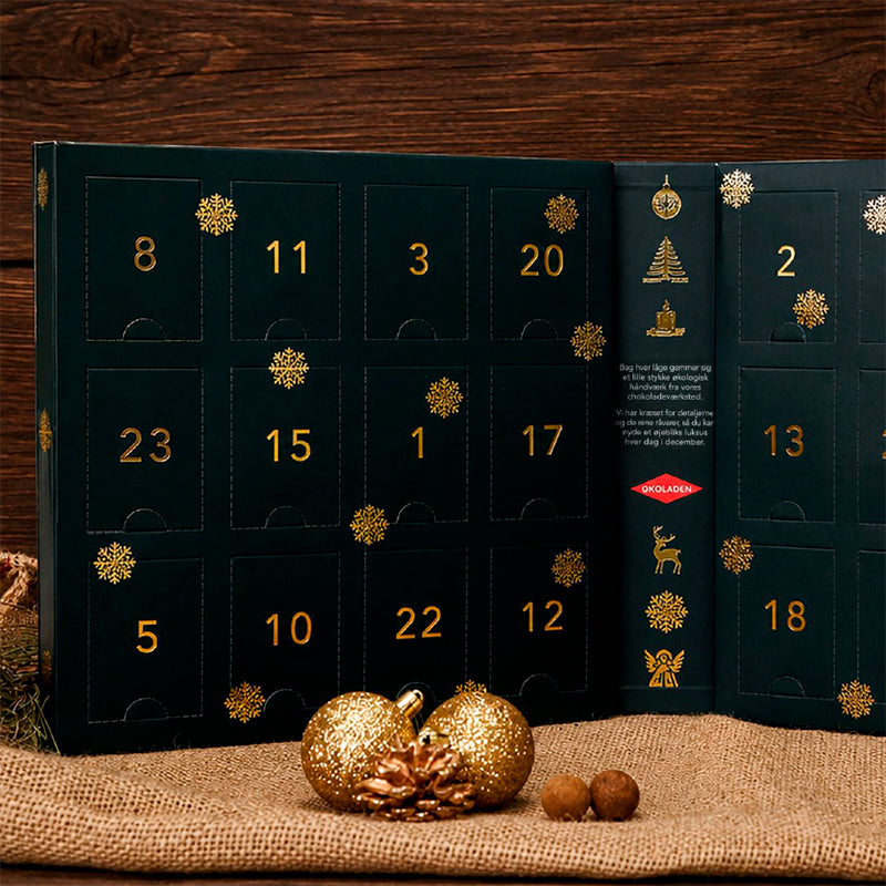 Økologisk chokoladejulekalender i bogformat fra Elmelund