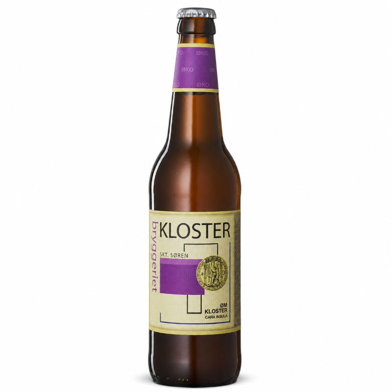Klosterbryggeriet Skt. Søren økologisk lys ale 50 cl med bygmalt, lyngblomst og humle.