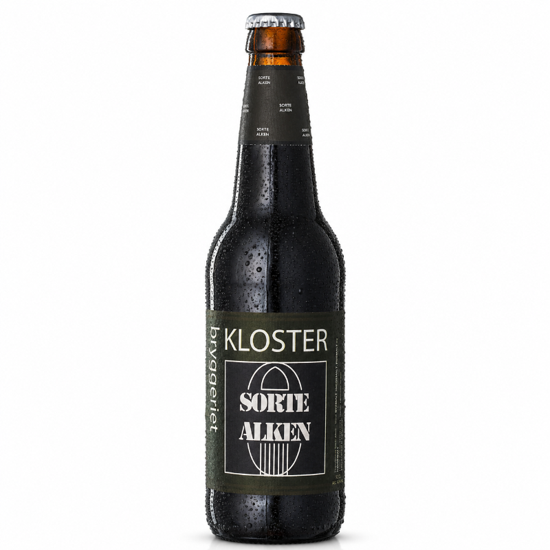Klosterbryggeriet Sorte Alken mørk IPA 50 cl med 9,4 procent alkohol.