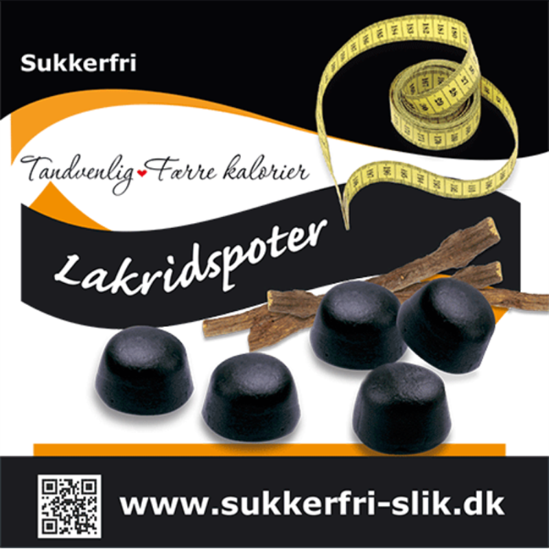 Sukkerfri lakridspoter fra Coala’s Naturprodukter i pose med poteformede lakridsstykker, 80 g.