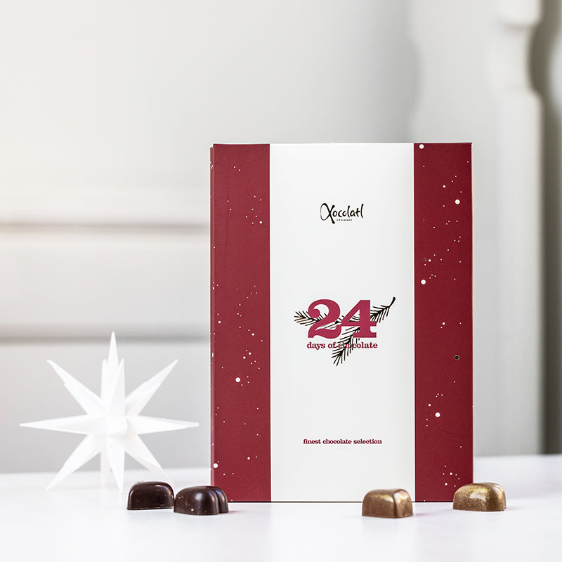 Xocolatl julekalender med små fyldte chokolader