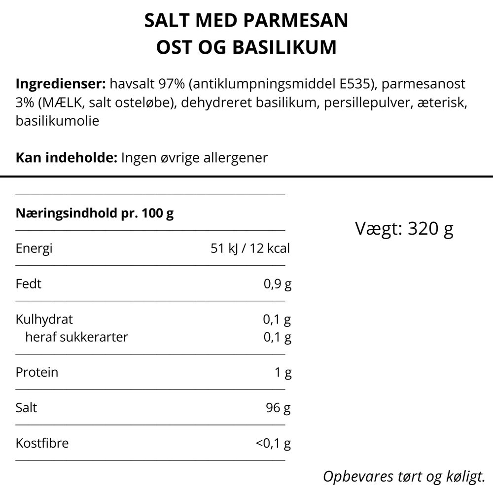 Salt med parmesanost og basilikum i kværn