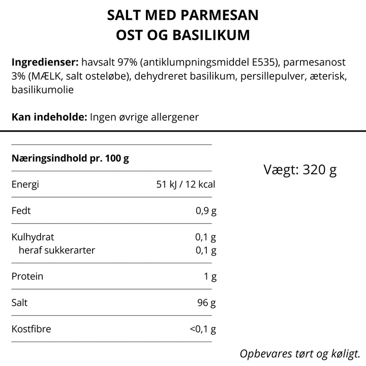 Salt med parmesanost og basilikum i kværn