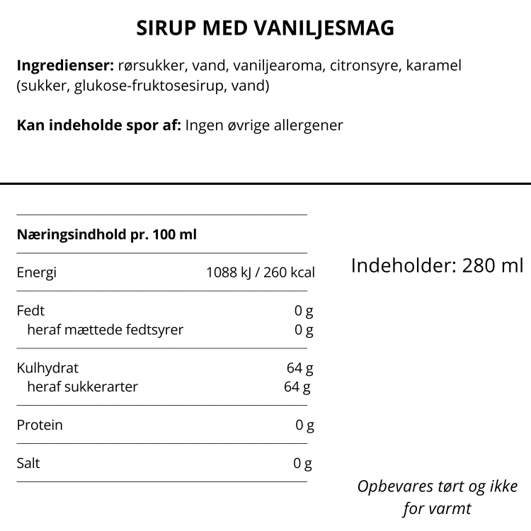 Vaniljesirup til kaffe og desserter