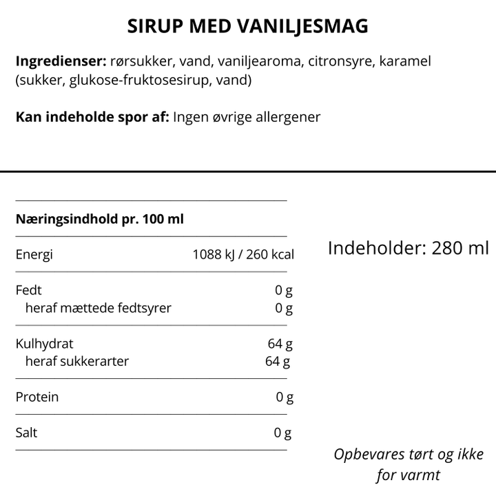 Vaniljesirup til kaffe og desserter