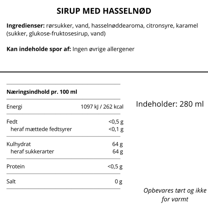 Hasselnødsirup til kaffe og desserter