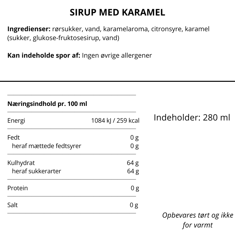 Karamelsirup til kaffe og desserter