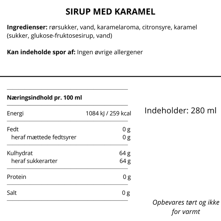 Karamelsirup til kaffe og desserter
