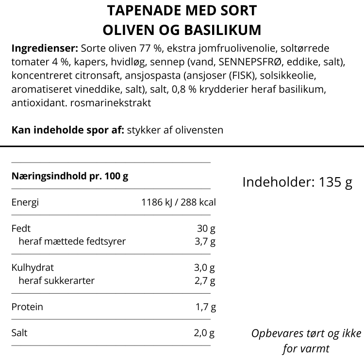 Tapenade med sorte oliven og basilikum