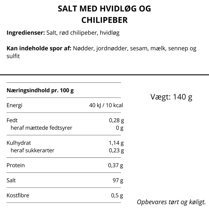Salt med rød chili og hvidløg i kværn