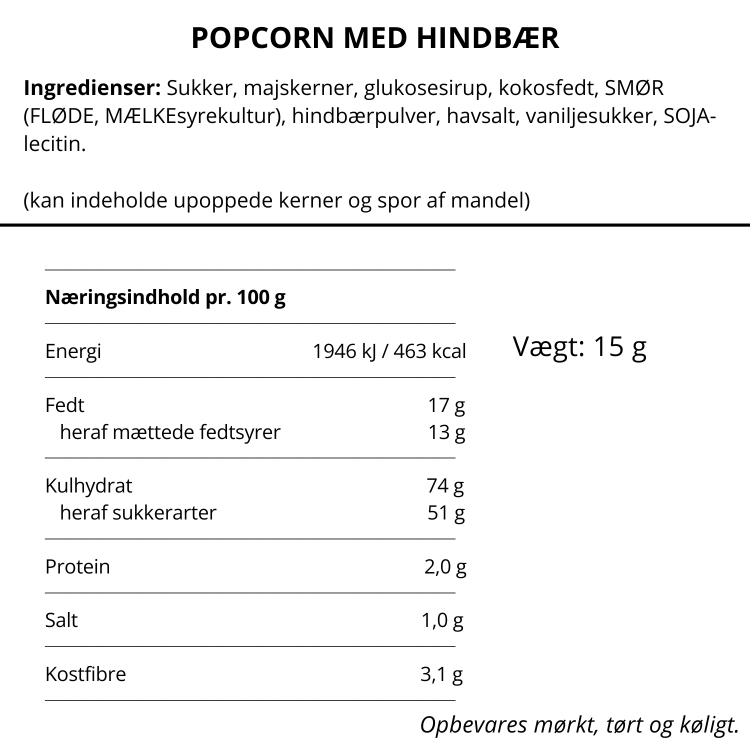 No Crap popcorn med hindbær enkeltportion