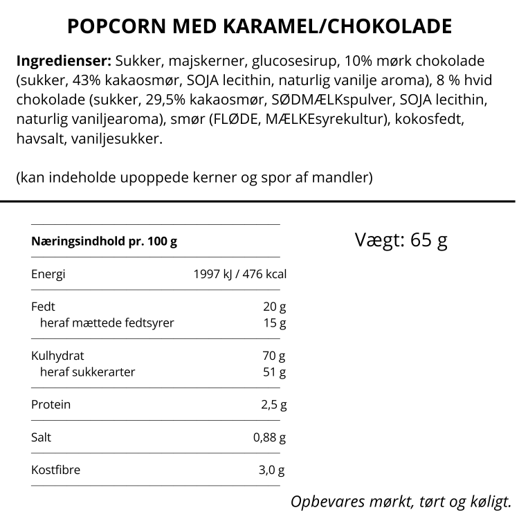 Sprøde popcorn med belgisk chokolade
