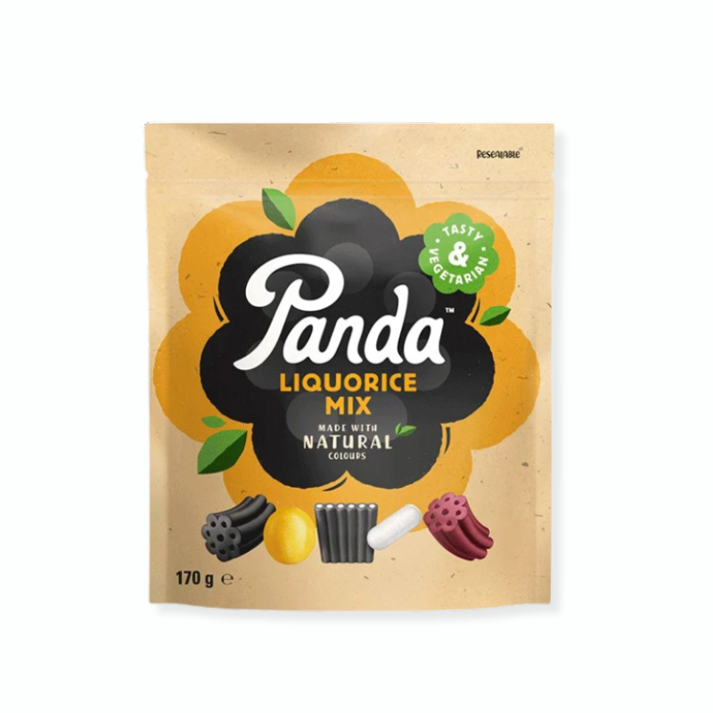 Panda Lakrids Mix Natural vegetarisk 170 g med blandet lakrids i 6 forskellige smage.