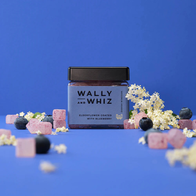 Wally and Whiz Hyldeblomst med Blåbær - Gourmet Vingummi 140 g fra Chokoladehimlen