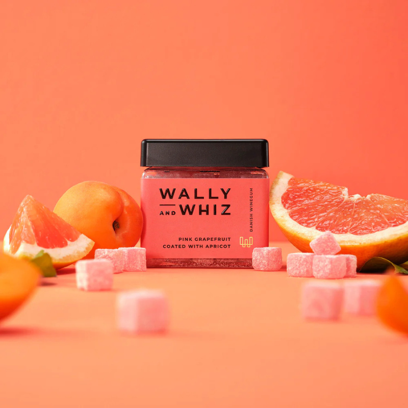 Wally and Whiz Pink Grape med abrikos - Gourmet vingummi 140 g fra Chokoladehimlen