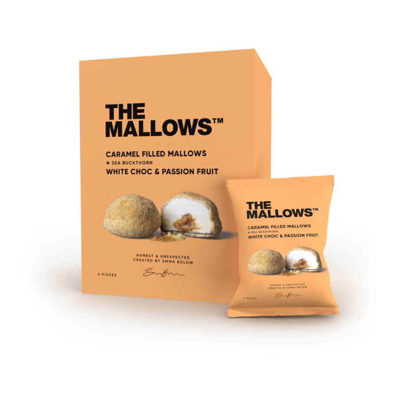 The Mallows Caramel Filled + White Choc & Passion Fruit Box – 5 stk fra Chokoladehimlen