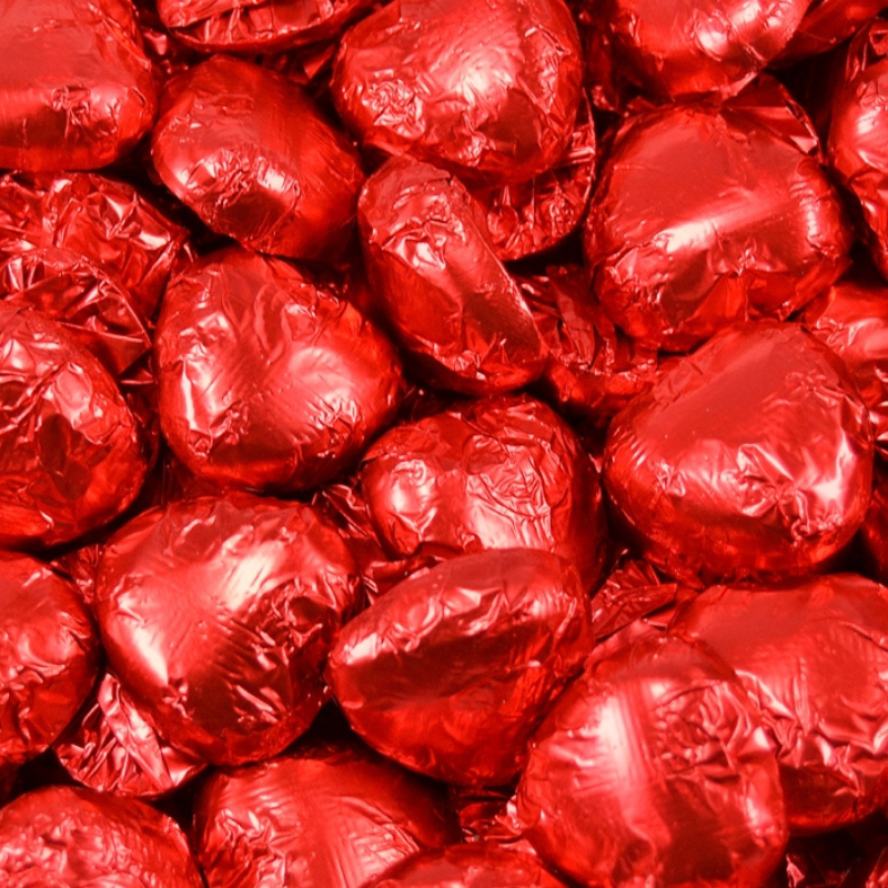 Chokoladehjerte i rødt folie