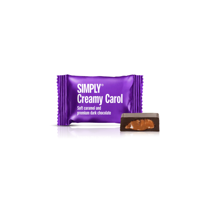 Chokolade Bites med karamel, Creamy Carol fra Simply Chocolate Flowpack 10 g fra Chokoladehimlen