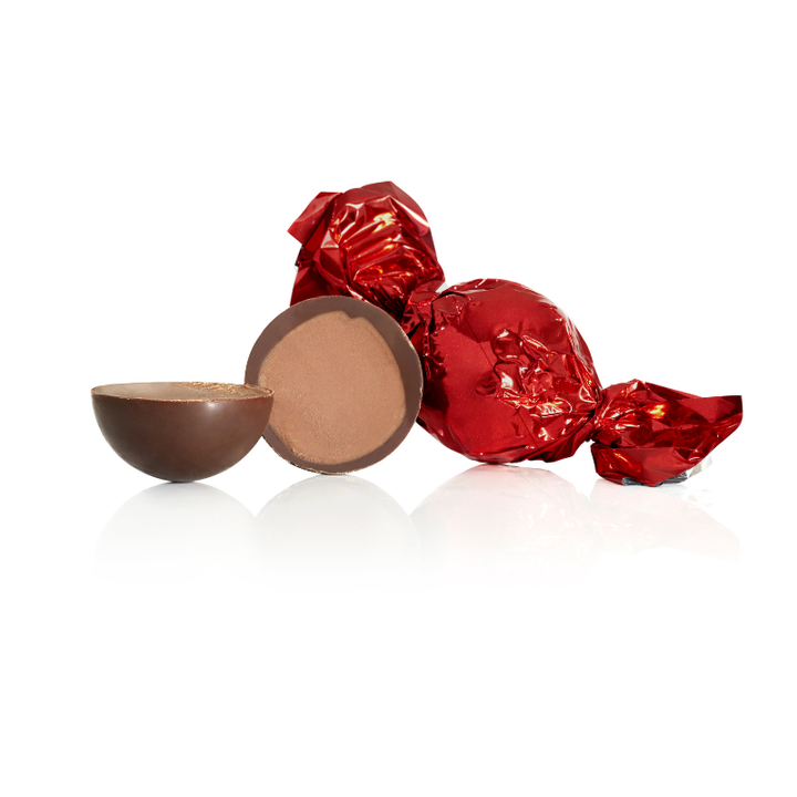 Fyldte chokoladekugler flødechokolade med honning/nougat crisp