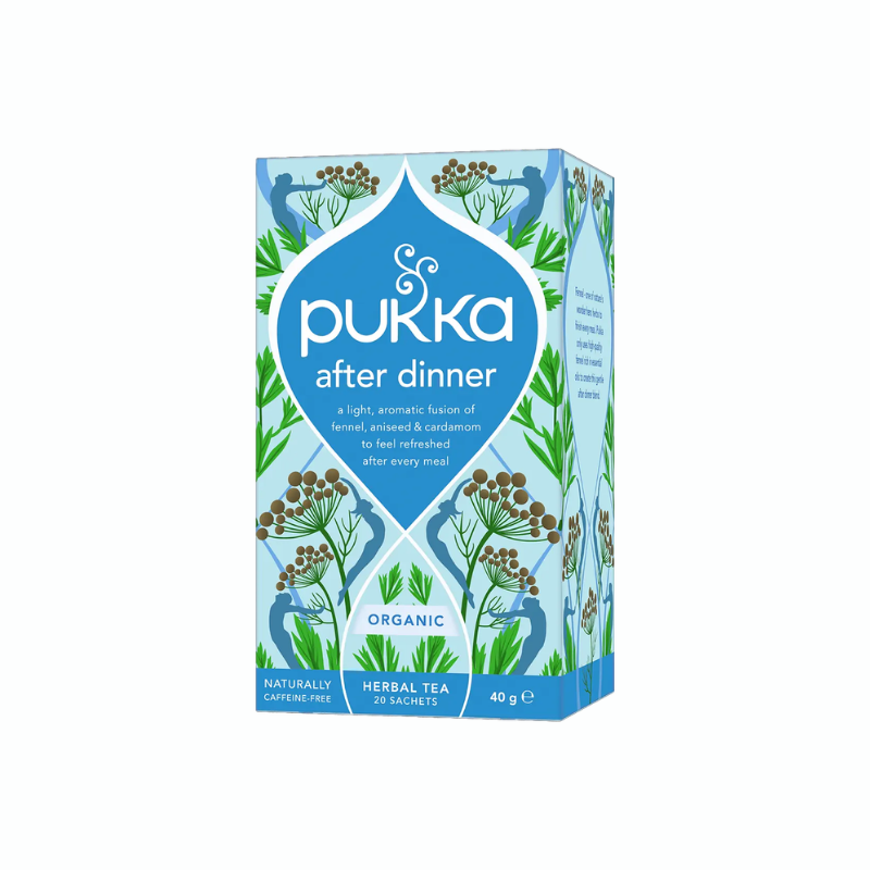Pukka After Dinner økologisk urtete med anis, fennikel, kardemomme, lakridsrod og gurkemeje i 20 tebreve.