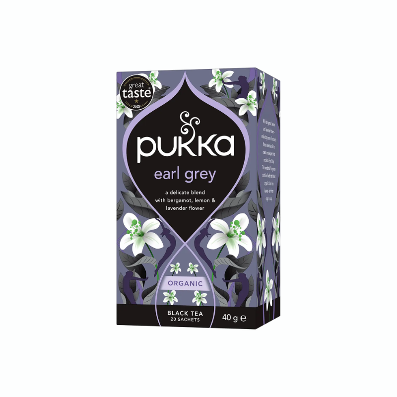 Pukka Earl Grey økologisk sort te med bergamot, citron og lavendel i 20 tebreve.