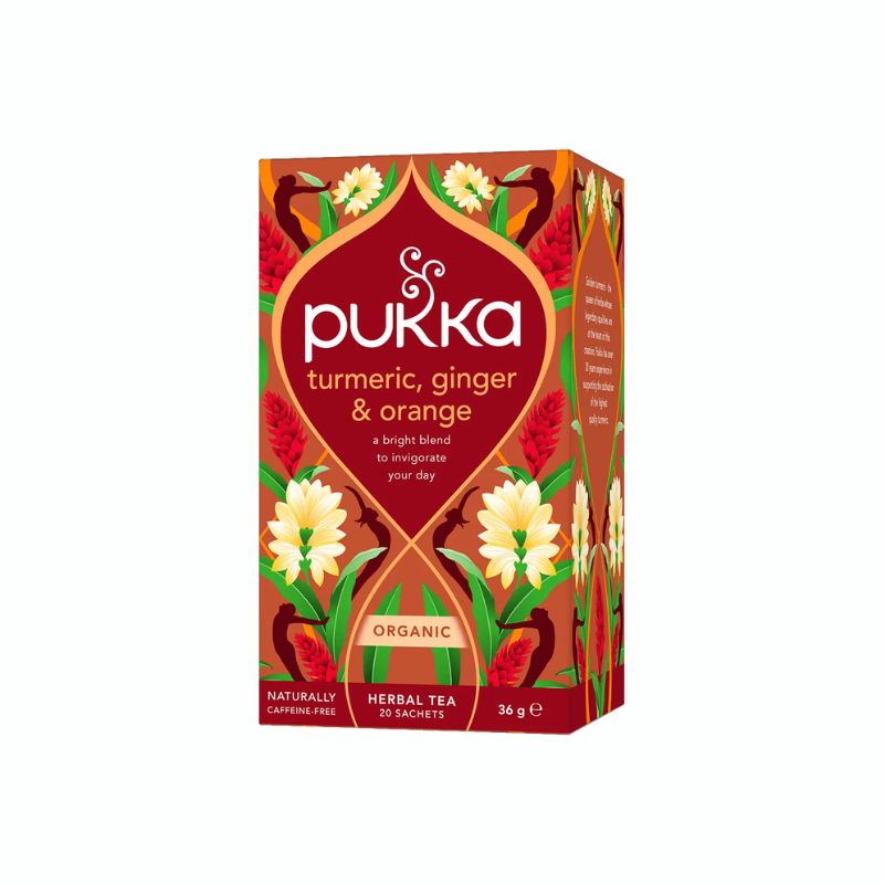 Pukka Turmeric Ginger &amp; Orange økologisk urtete med gurkemeje, ingefær, galangal og appelsin i 20 tebreve.