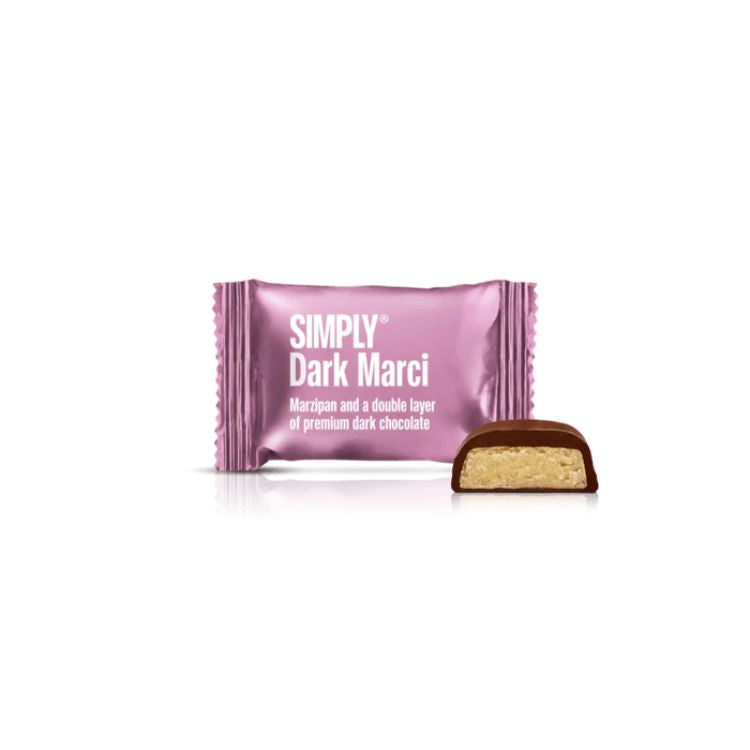 Simply Chocolate Dark Marci Small One flowpack med marcipan og mørk chokolade