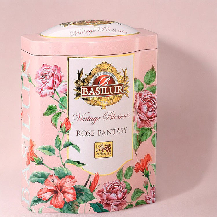 Basilur Rose Fantasy te i dekorativ blomsterdåse