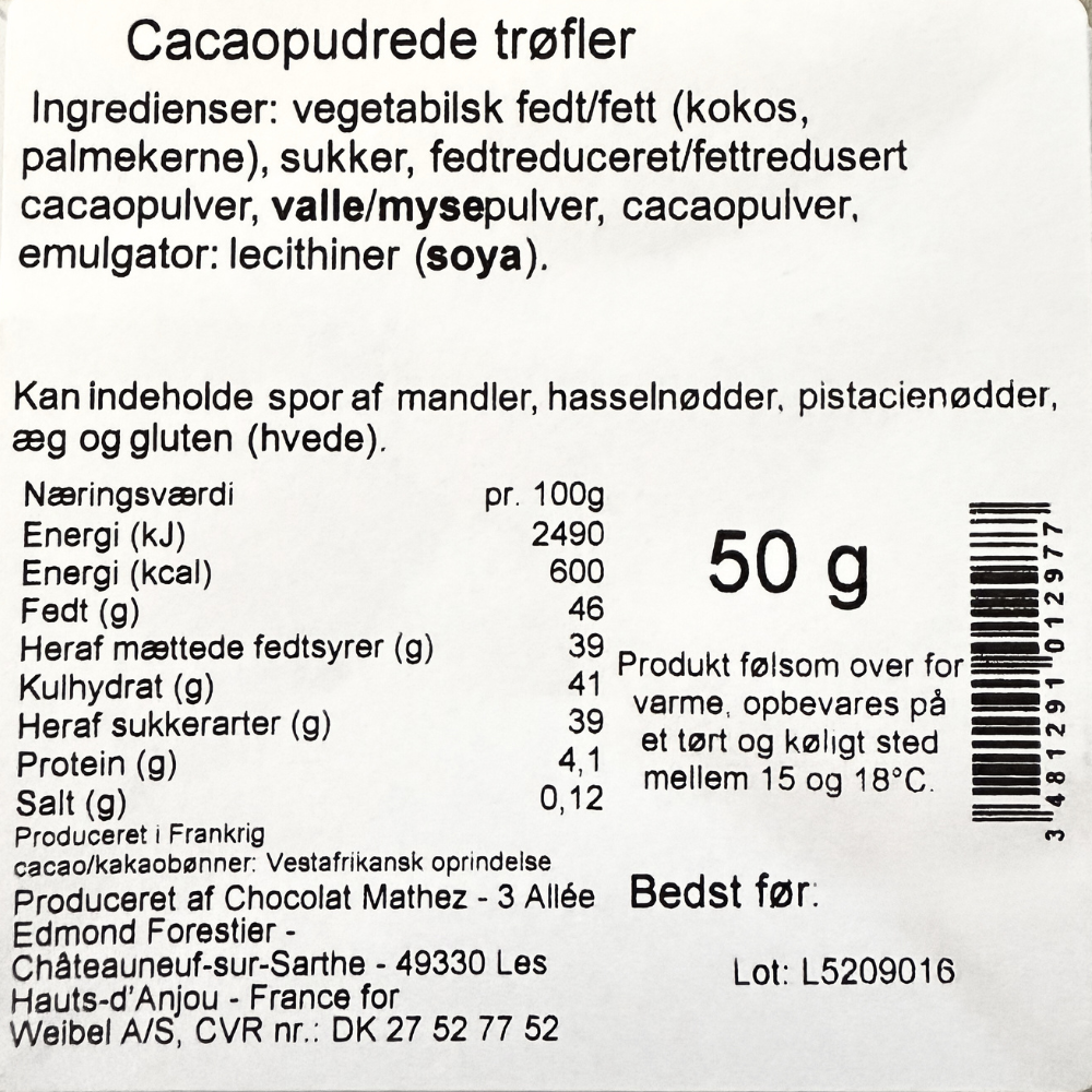 Cacao Truffles (Guld) - 50 g.
