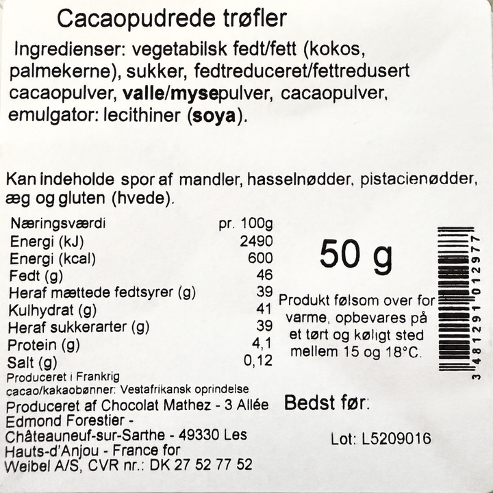 Cacao Truffles (Guld) - 50 g.