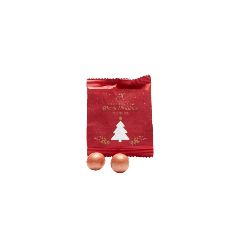 Lakrids med karamelliseret chokolade i juleflowpack fra Aalborg Chokoladen