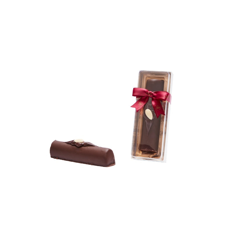 Mørk chokolade om marcipan bordeaux æske 130 g fra Aalborg Chokoladen